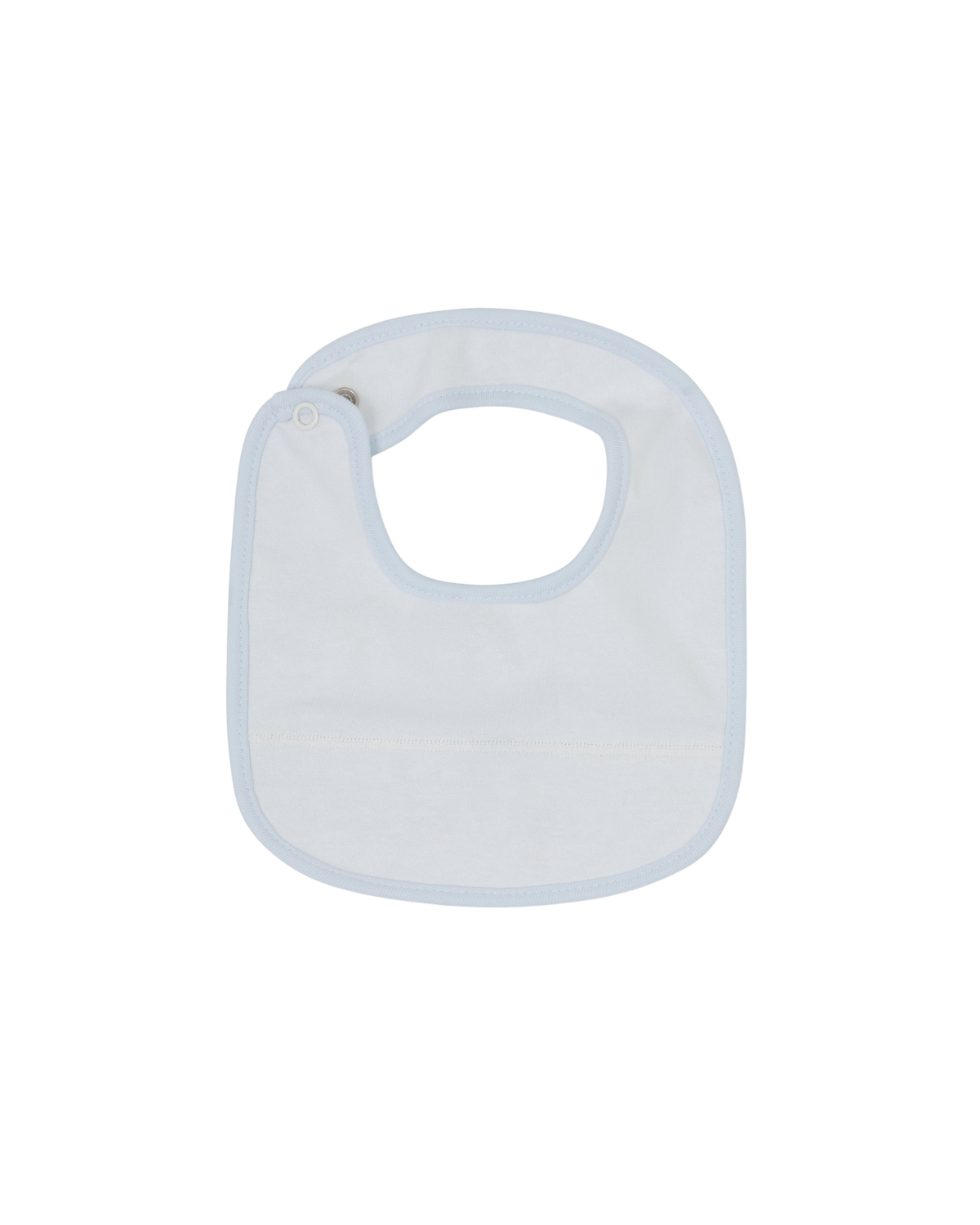 LilleLuxus Babygi baby bib in soft light blue interlock cotton with a simple snap button closure.