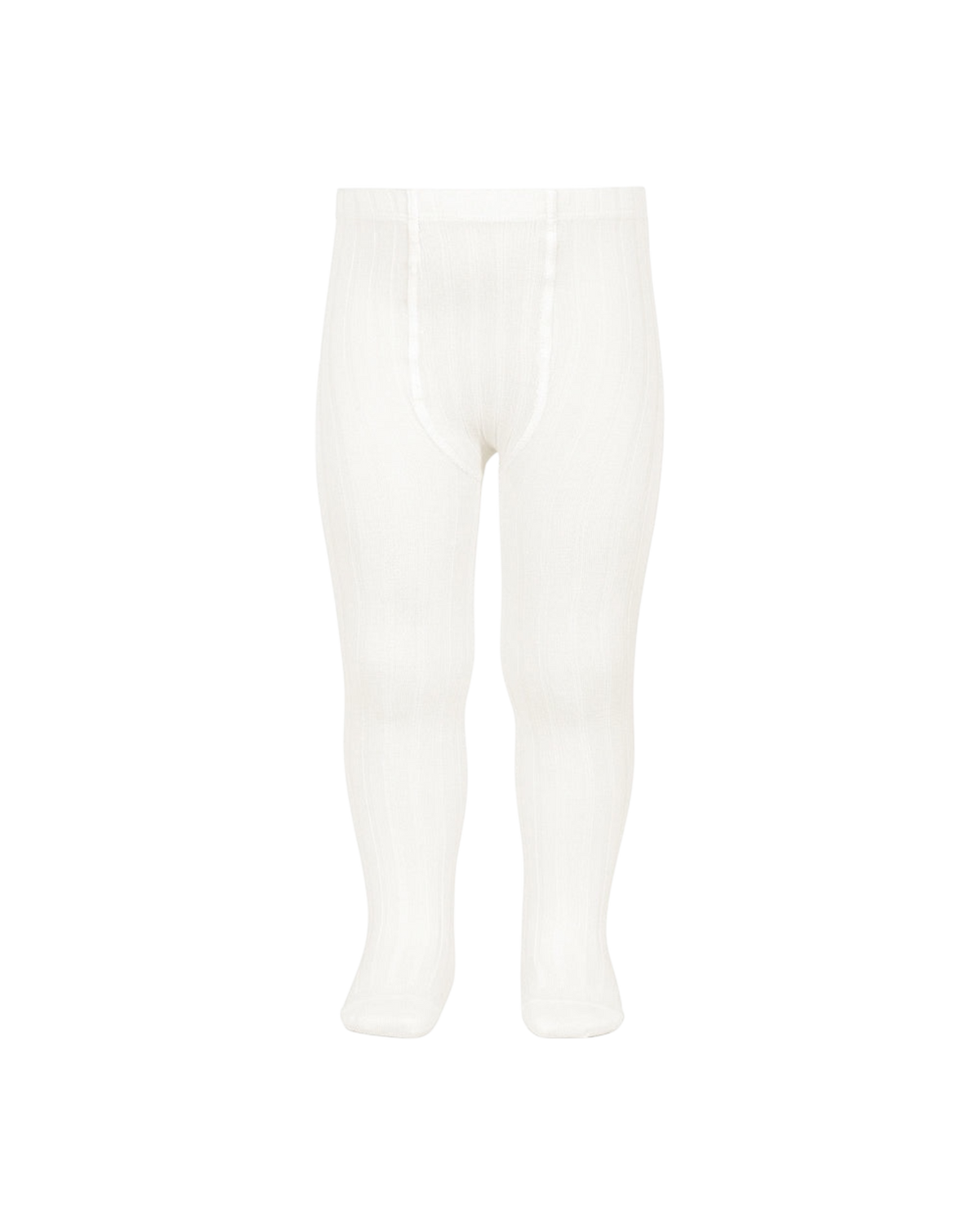 LilleLuxus Condor cream ribbed cotton tights for children with a soft, stretchy, and comfortable fit.
