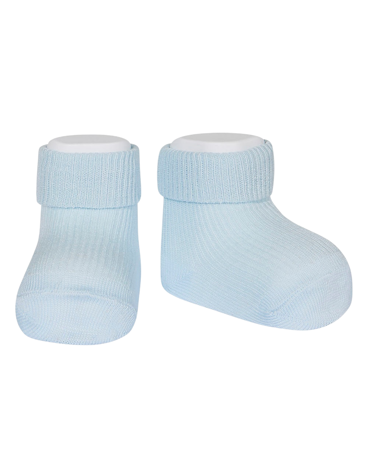 LilleLuxus Condor light blue ribbed baby ankle socks with a soft folded cuff in a comfortable cotton blend.