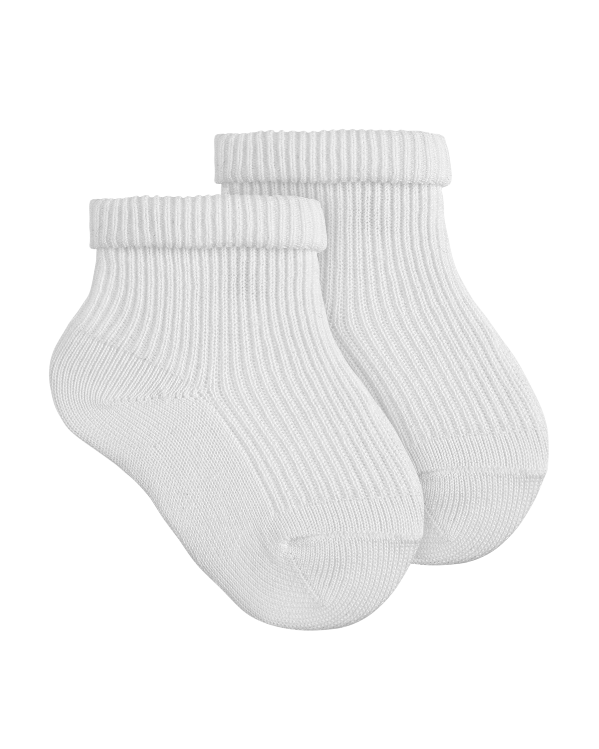 LilleLuxus Condor white ribbed ankle socks for babies and children with a soft folded cuff design.
