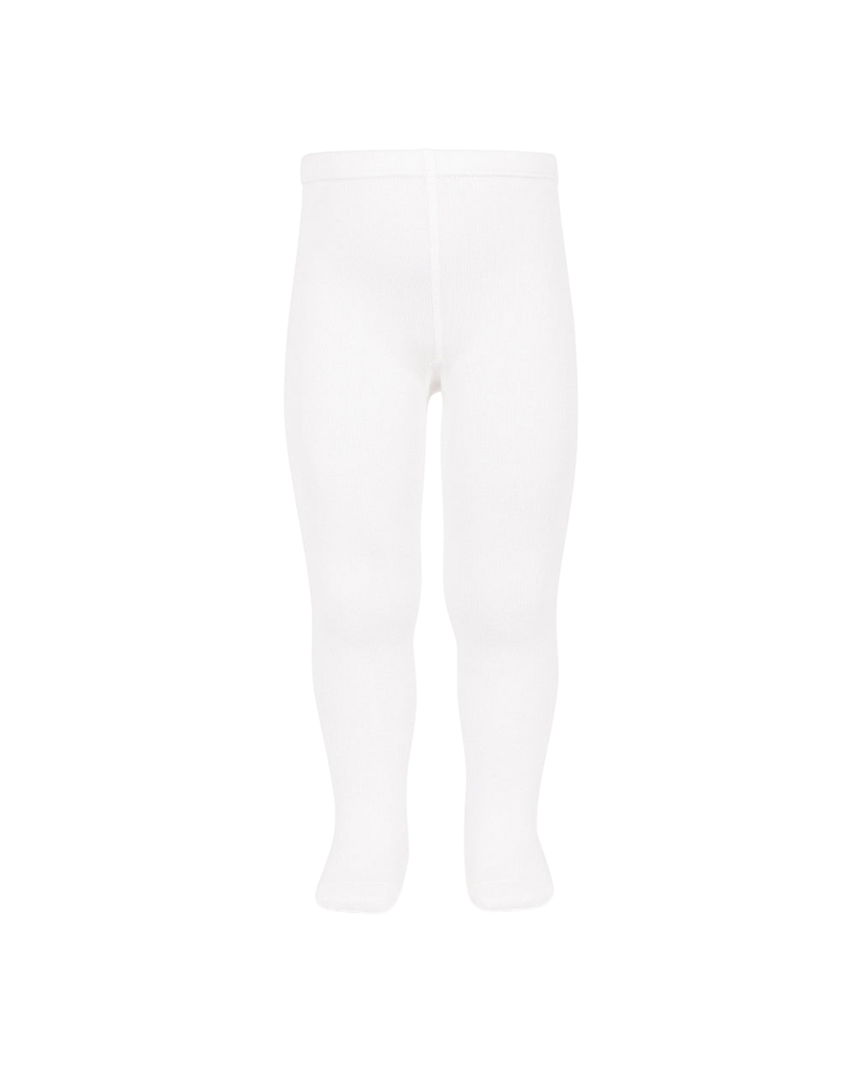 LilleLuxus white Condor cotton ribbed tights for babies and children with a comfortable stretch fit.