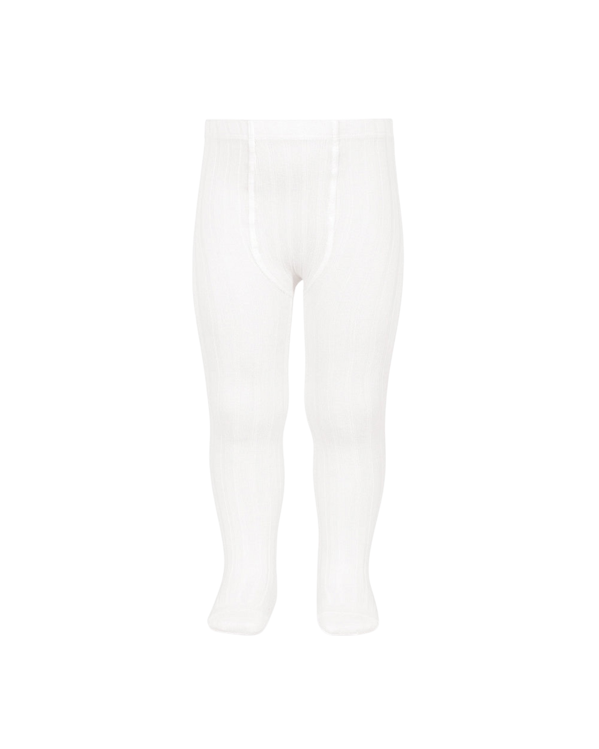 LilleLuxus Condor white ribbed cotton tights for children with a soft, stretchy, and comfortable fit.