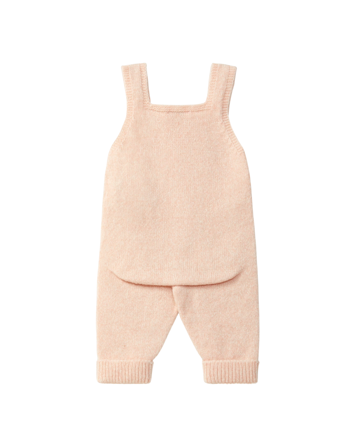 LilleLuxus Wedoble pink knitted wool baby dungarees with seamless design and adjustable straps