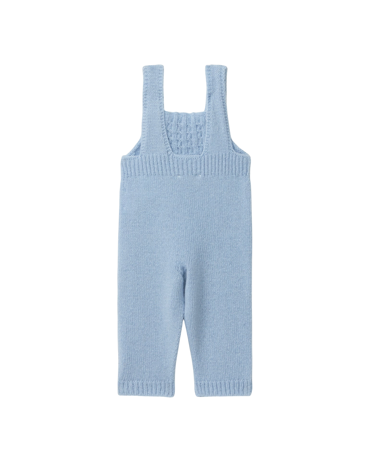 LilleLuxus Wedoble soft blue seamless knitted wool baby dungarees with adjustable straps