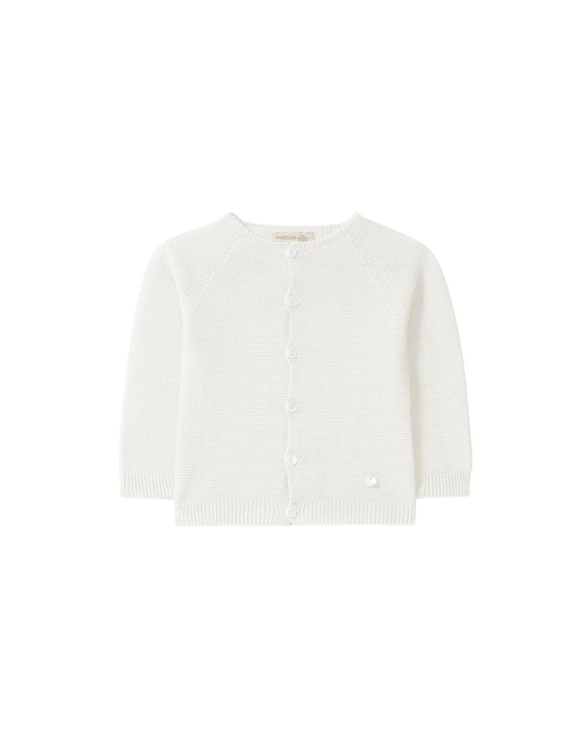 LilleLuxus Wedoble seamless baby cardigan in pearl white 100% merino wool with button-up front