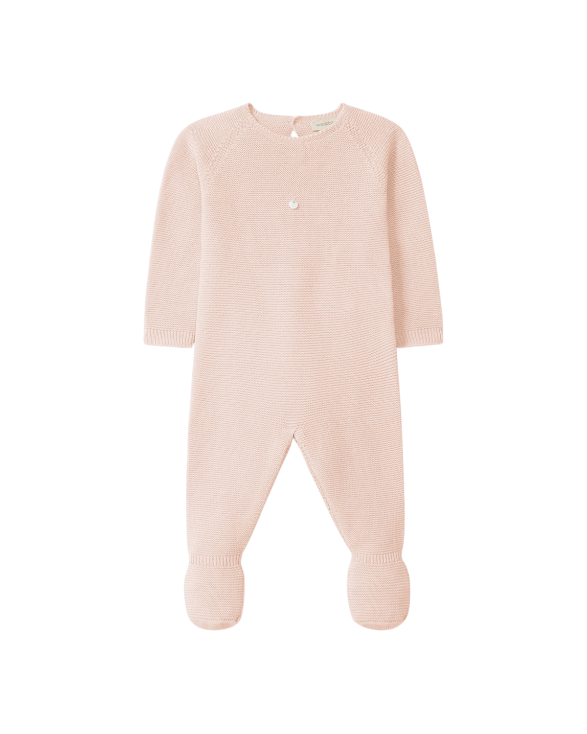 LilleLuxus Wedoble soft pink knitted merino wool baby footed romper with seamless Wholegarment design
