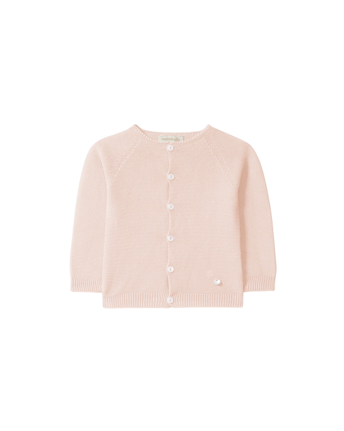 LilleLuxus Wedoble soft pink seamless baby cardigan made of 100% merino wool with button-down front