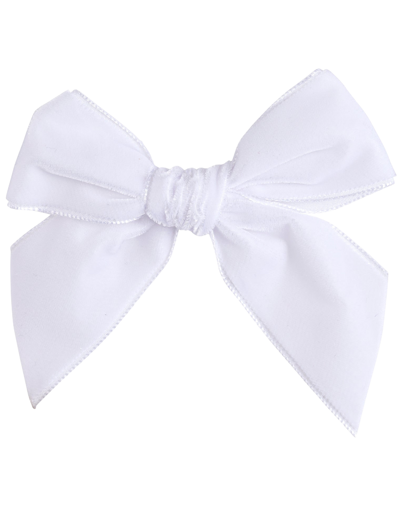 LilleLuxus white velvet bow accessory for Condor cotton tights, featuring a soft and elegant design.